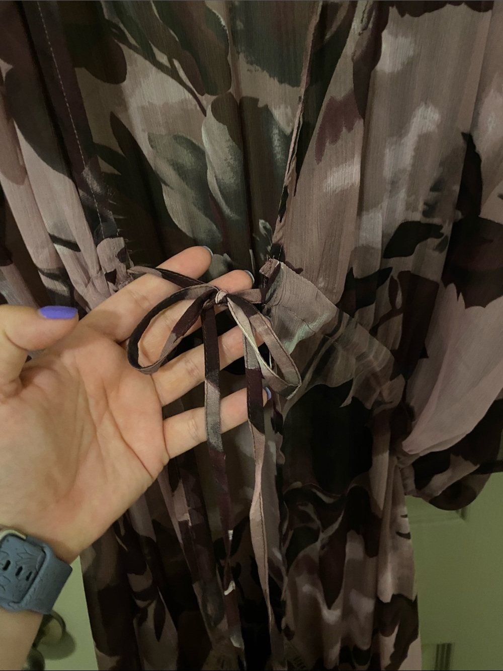 BCBGeneration Sheer Floral Tie-Waist Kimono Coverup - Picture 4 of 8